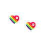 Sterling Silver Rainbow Crystal Heart Stud Earrings,