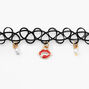 Black &amp; Red Lips Tattoo Choker Necklace,