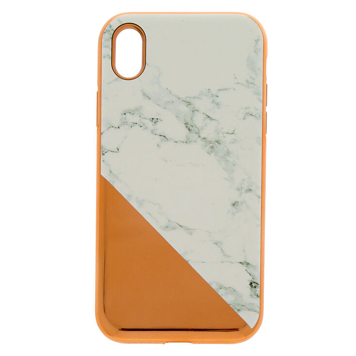Rose Gold Marble Protective Phone Case - Fits iPhone XS Max,