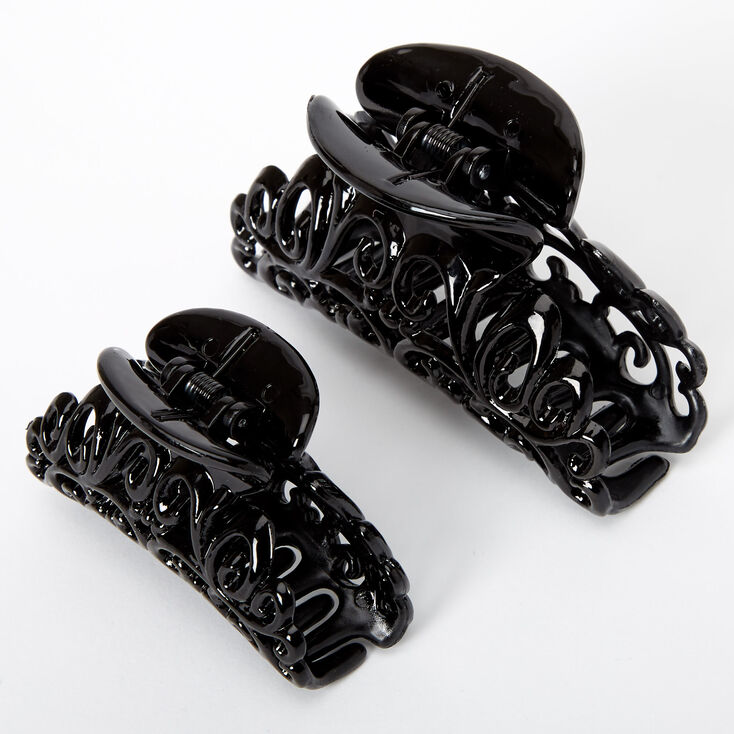Black Filigree Hair Claws - 2 Pack,