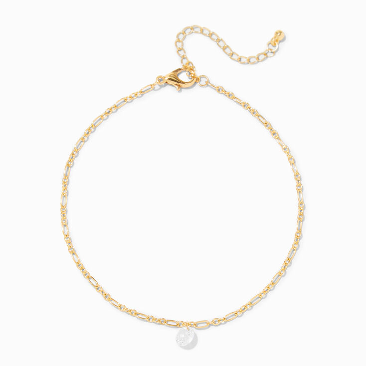 Icing Select 18k Yellow Gold Plated Cubic Zirconia Charm Chain Anklet,