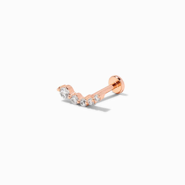 18k Rose Gold Plating Titanium 16G Crystal Curve Cartilage Earring,