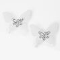 White Butterfly Crystal Stud Earrings,