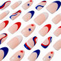 Stars, Stripes, &amp; Swirls Stiletto Press On Faux Nail Set - 24 Pack,