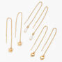 Gold 2&quot; Threader Drop Earrings - 3 Pack,