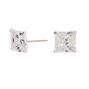 Sterling Silver Cubic Zirconia Square Martini Stud Earrings - 6MM,