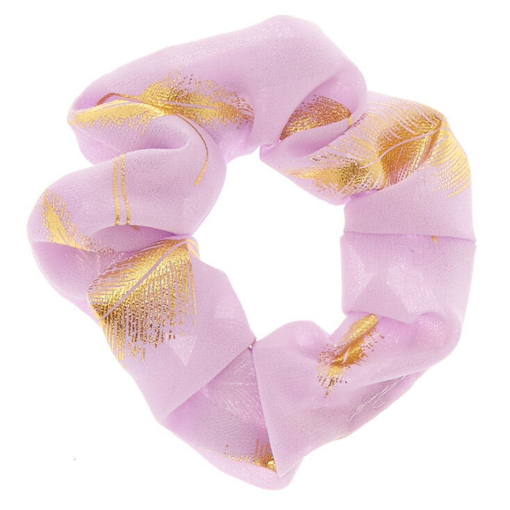 Medium Gold Leaf Hair Scrunchie - Lilac,