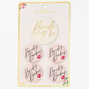 Pink Bridal Party Button Set - 5 Pack,