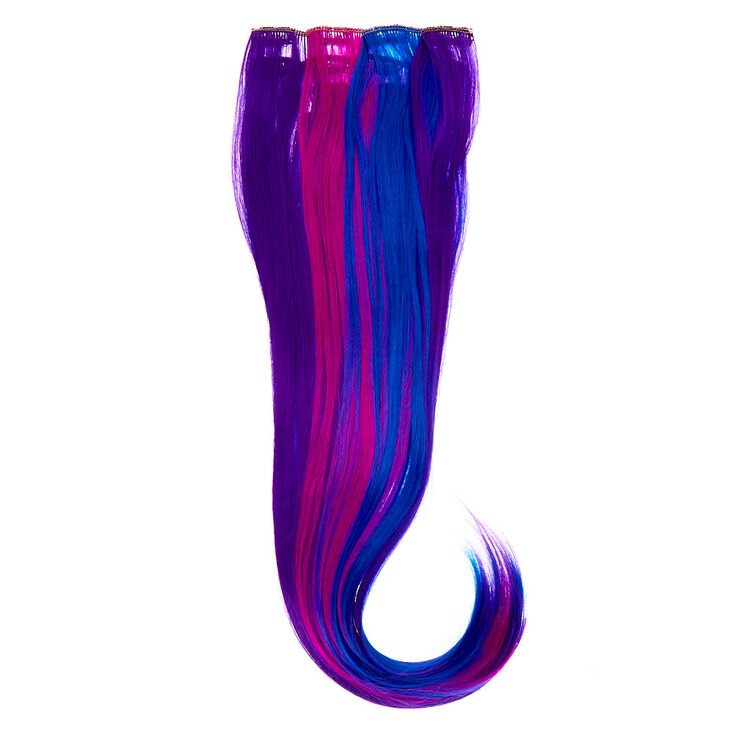 Ombre Faux Hair Clip In Extensions Purple 4 Pack Icing Us