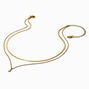 Gold-tone Stainless Steel Cubic Zirconia Initial Pendant Multi-Stand Necklace - J,