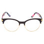 Gold Floral Browline Clear Lens Frames - Black,