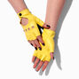 Bright Yellow Faux Leather Fingerless Gloves,