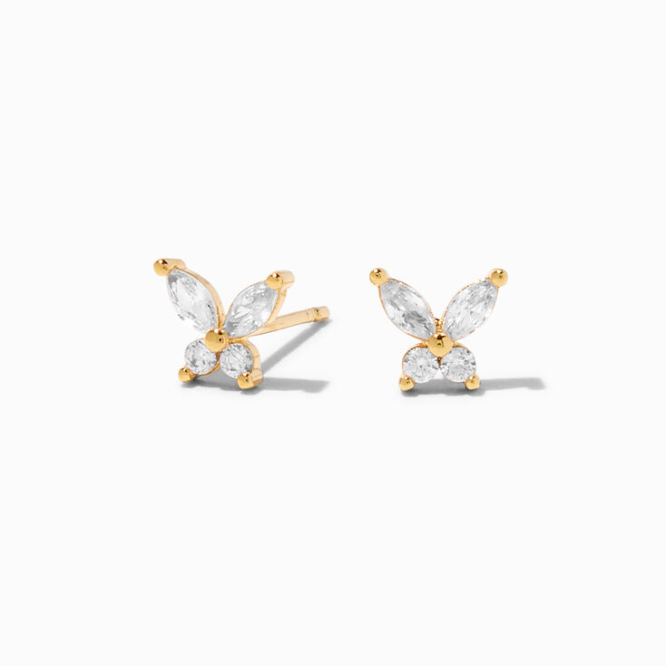 Icing Select 18k Yellow Gold Plated Cubic Zirconia Butterfly Earrings,