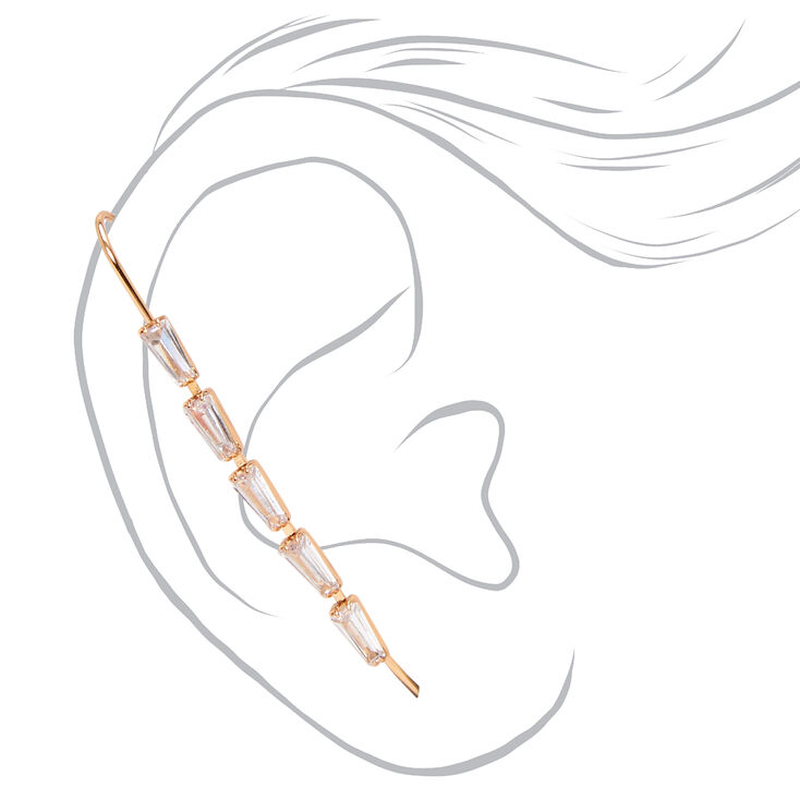 Gold Crystal Ear Cuff Pin,