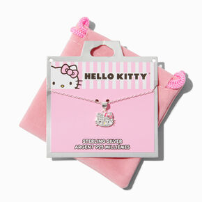 Hello Kitty&reg; Crystal Sterling Silver Pendant Necklace,
