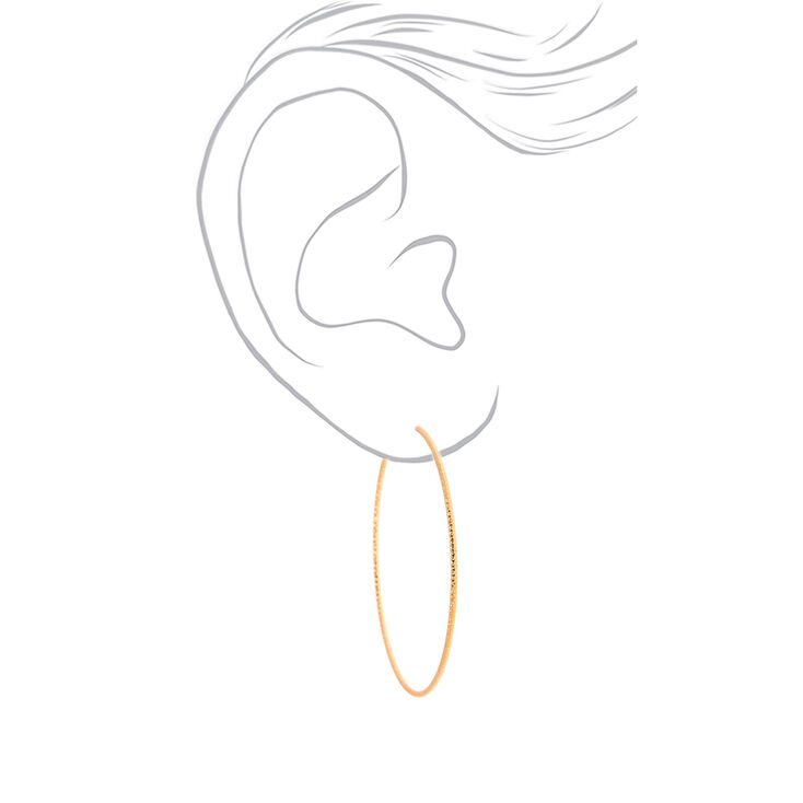 Gold 60MM Textured Hoop Earrings,