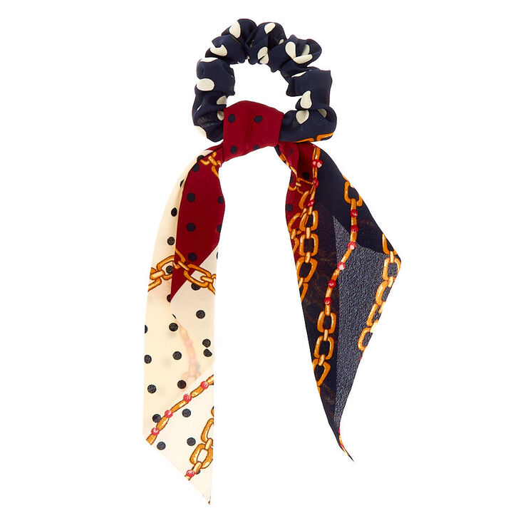 Small Chain Hair Scrunchie Scarf - Navy,