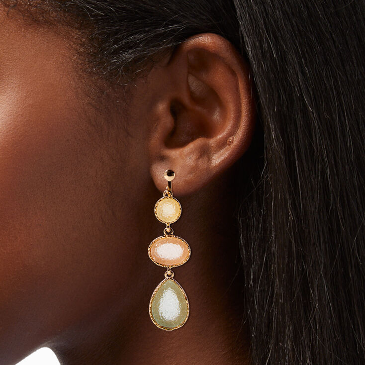 Gold 2.5&quot; Geode Drop Earrings,