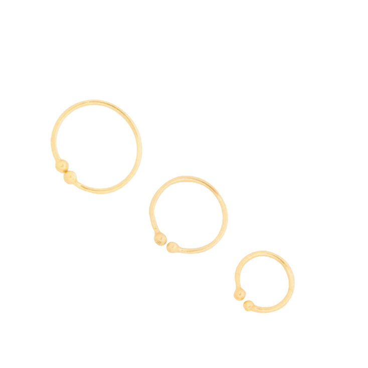 Graduated Gold Faux Nose Hoop Rings  - 3 Pack,