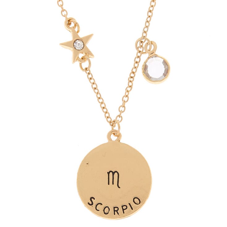 Gold Zodiac Pendant Necklace - Scorpio,