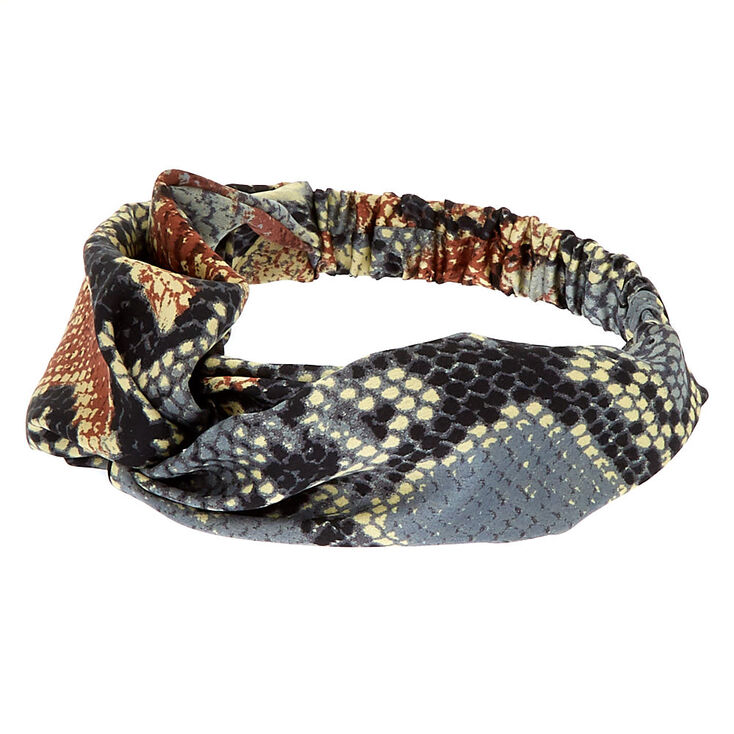 Snakeskin Twisted Headwrap - Brown,
