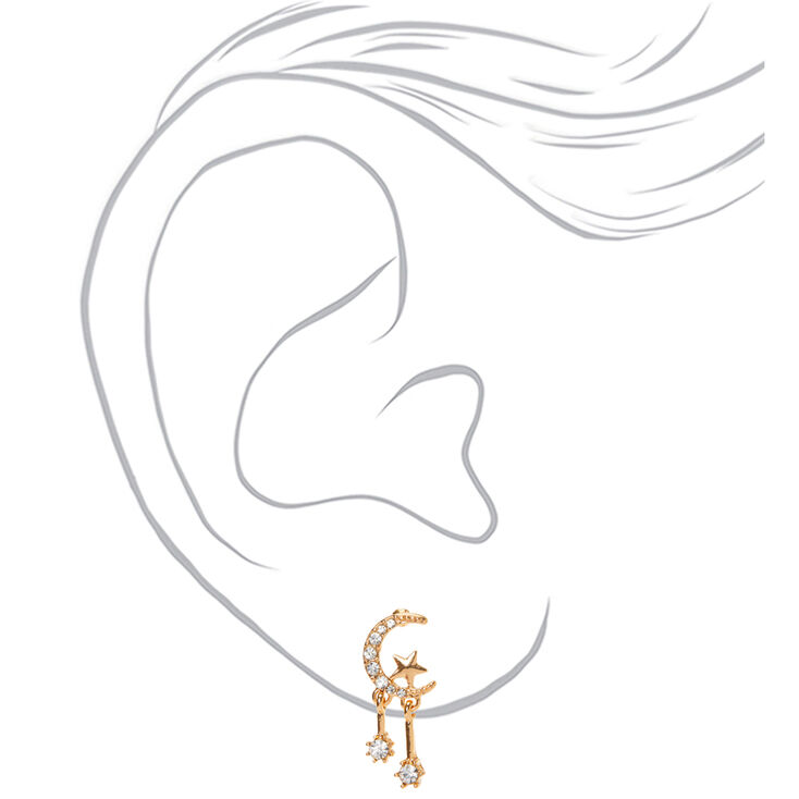 Gold 1&quot; Celestial Drop Earrings,