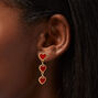 Gold 1.5&quot; Ornate Heart Linear Drop Clip-On Earrings,