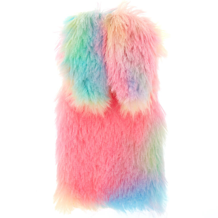 Pastel Rainbow Faux Fur Bunny Phone Case,