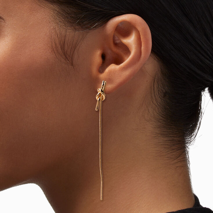 Gold-tone Tie 3&quot; Drop Earrings,