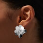 Silver-tone 3-D Flower Statement Earrings,