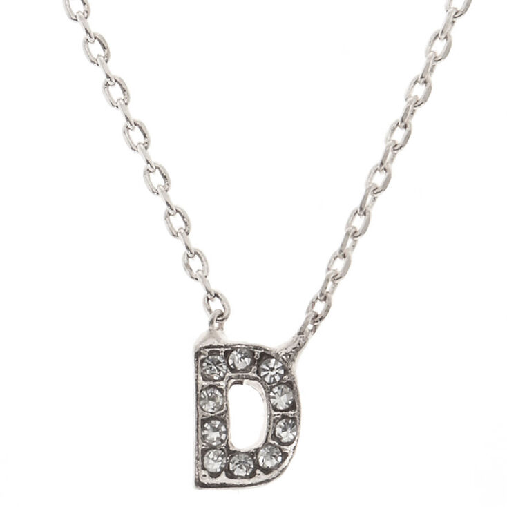 Silver Studded "D" Initial Necklace,