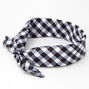 Silky Gingham Knotted Headwrap - Black,