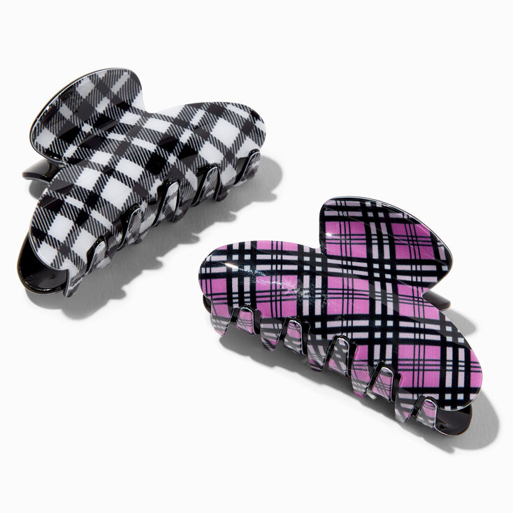 Pink Plaid Hair Claws - 2 Pack,