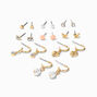 Gold Pretty Hoops &amp; Studs Earrings Set - 9 Pack,