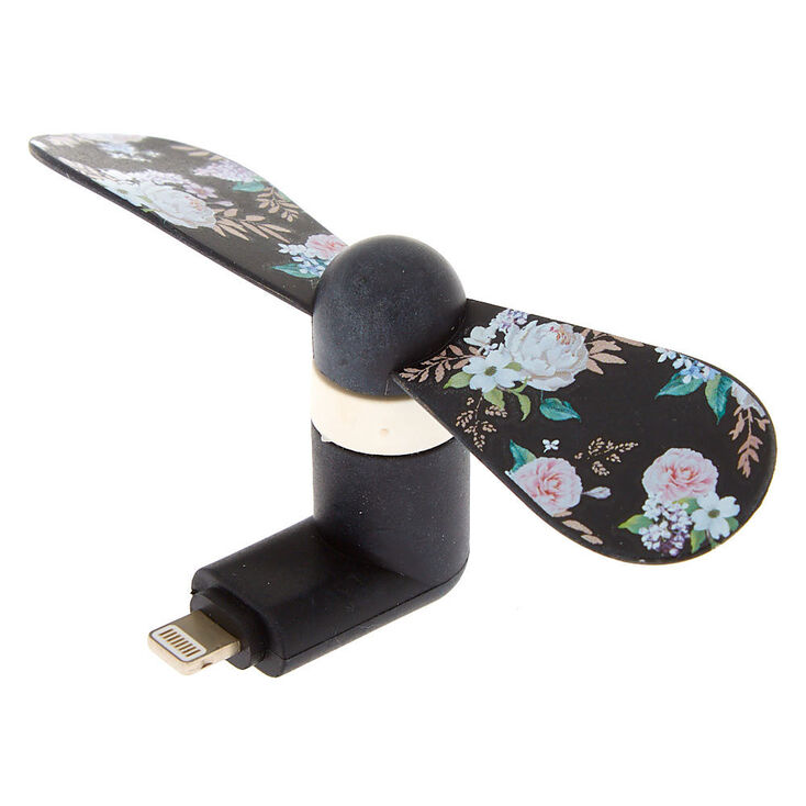 Floral Phone Fan - Black,