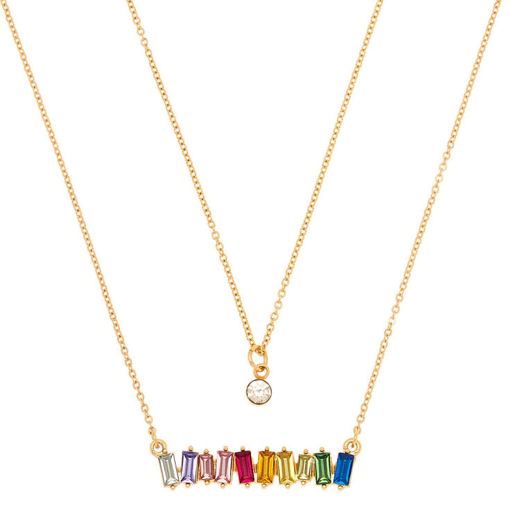 Rainbow Stone Pendant Necklaces - 2 Pack,