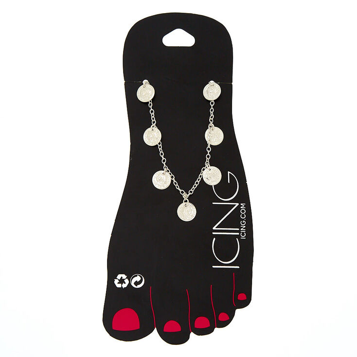 Silver Coin Charm Anklet,