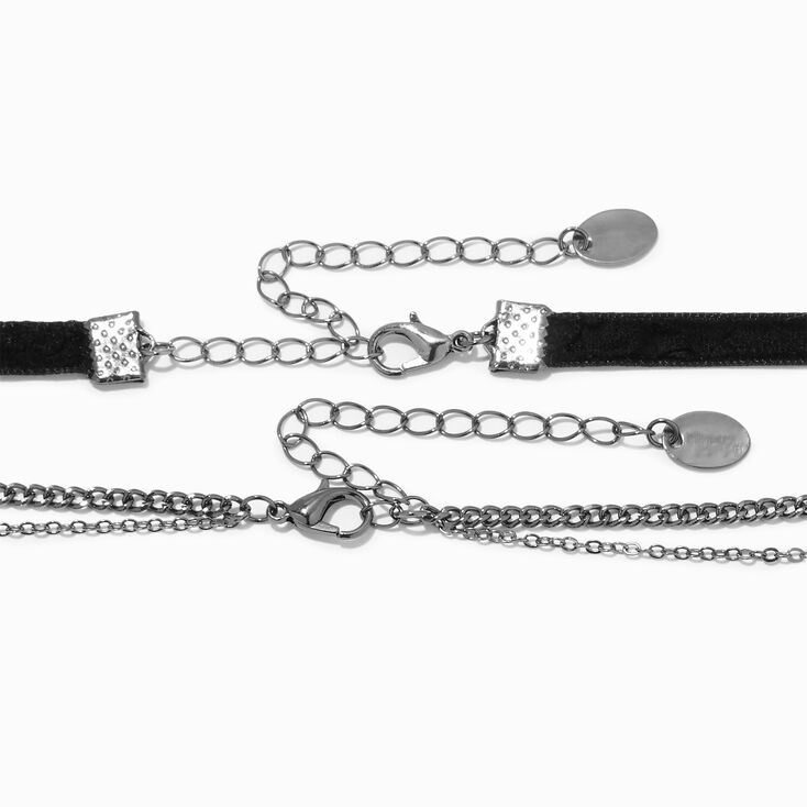 Hematite Starburst &amp; Snake Multi Strand Choker Necklaces - 2 Pack,