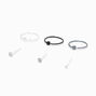 Sterling Silver Mixed Metal 22G Nose Crystal Studs &amp; Ball Hoops - 6 Pack,