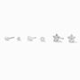Silver Cubic Zirconia Flower &amp; Stud Earrings - 3 Pack,