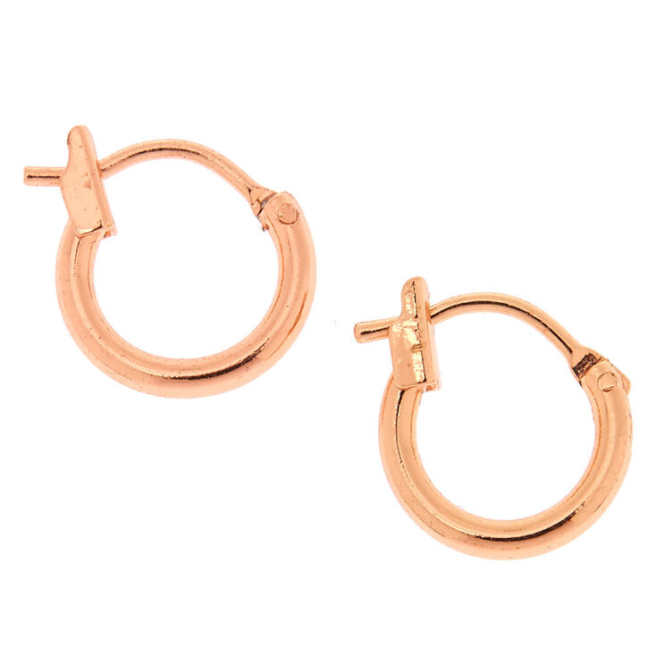 18kt Rose Gold Plated 10MM Hinge Hoop Earrings,