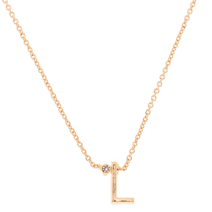 Gold Initial Necklace - L,