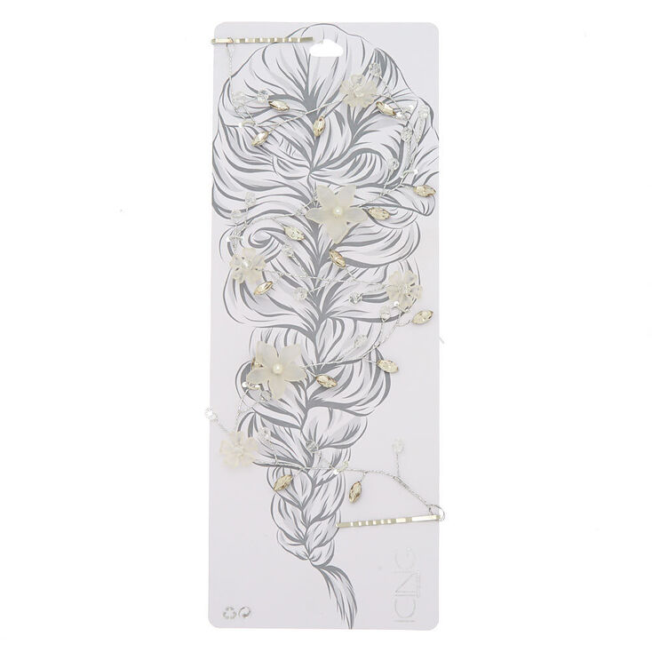 Silver Frosted Flower Statement Hair Vine,
