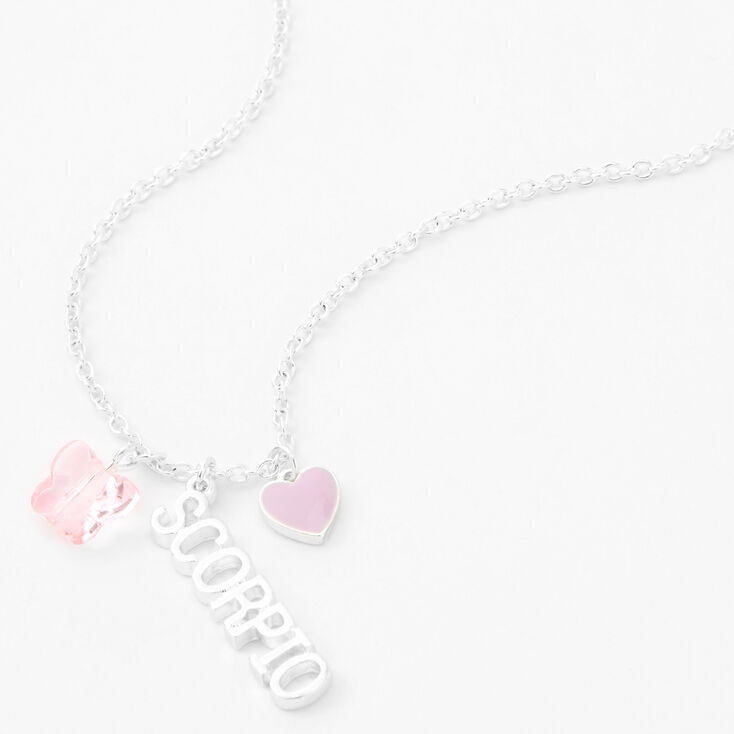 Silver Zodiac Charm Pendant Necklace - Scorpio,