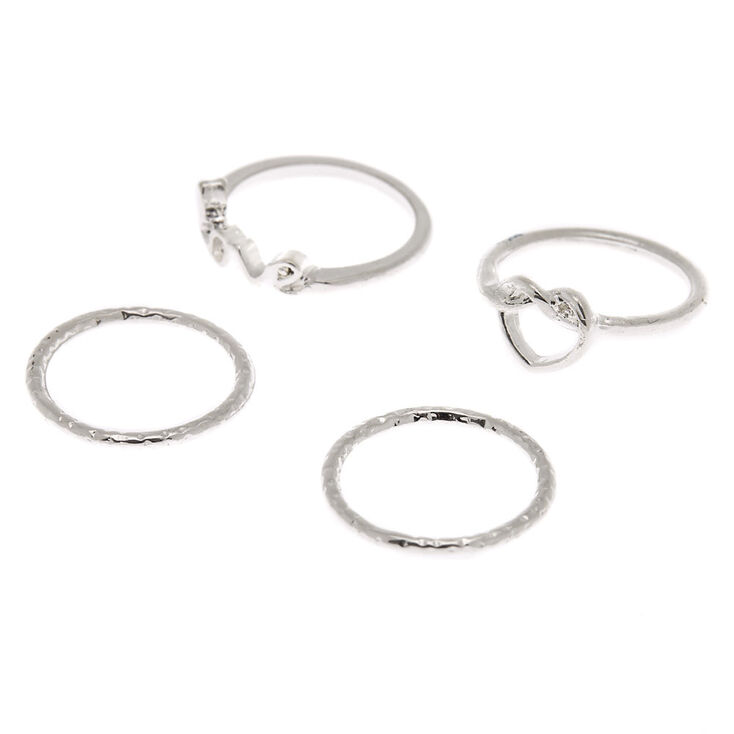 Silver Love Midi Rings - 4 Pack,