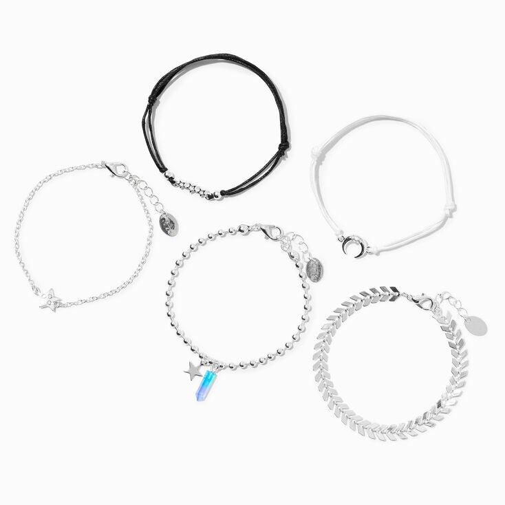 Celestial Mystical Gem Charm Bracelet Set - 5 Pack,