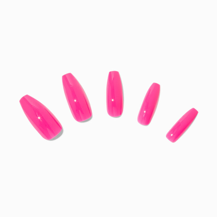 Glossy Pink XL Coffin Vegan Faux Nail Set - 24 Pack,