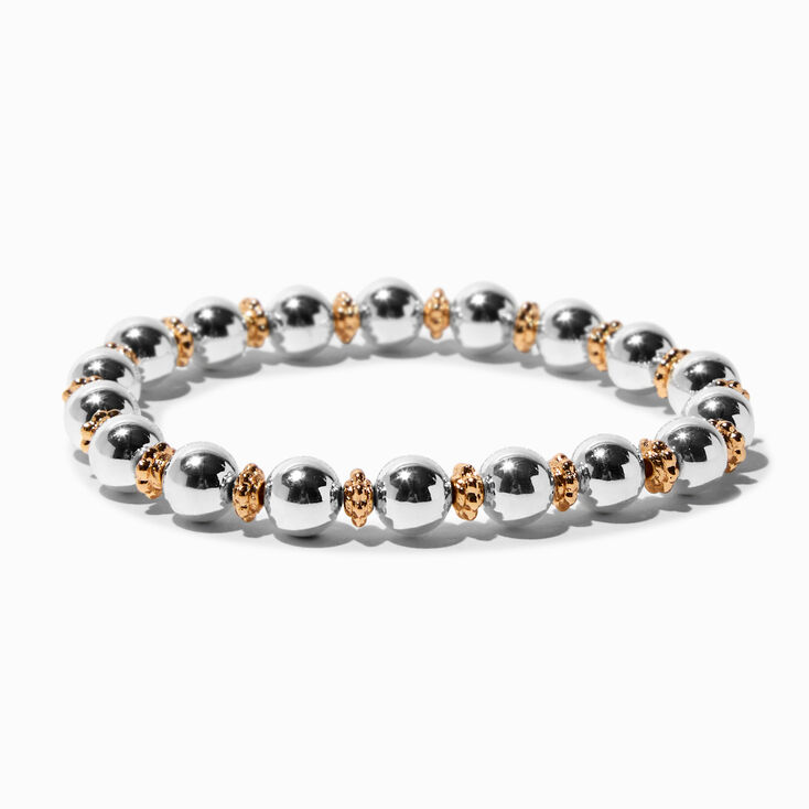 Mixed Metal Beaded Stretch Bracelet,