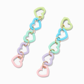 Pastel Rubber Hearts 2&quot; Linear Drop Earrings,