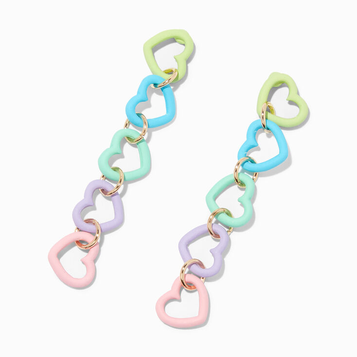 Pastel Rubber Hearts 2&quot; Linear Drop Earrings,